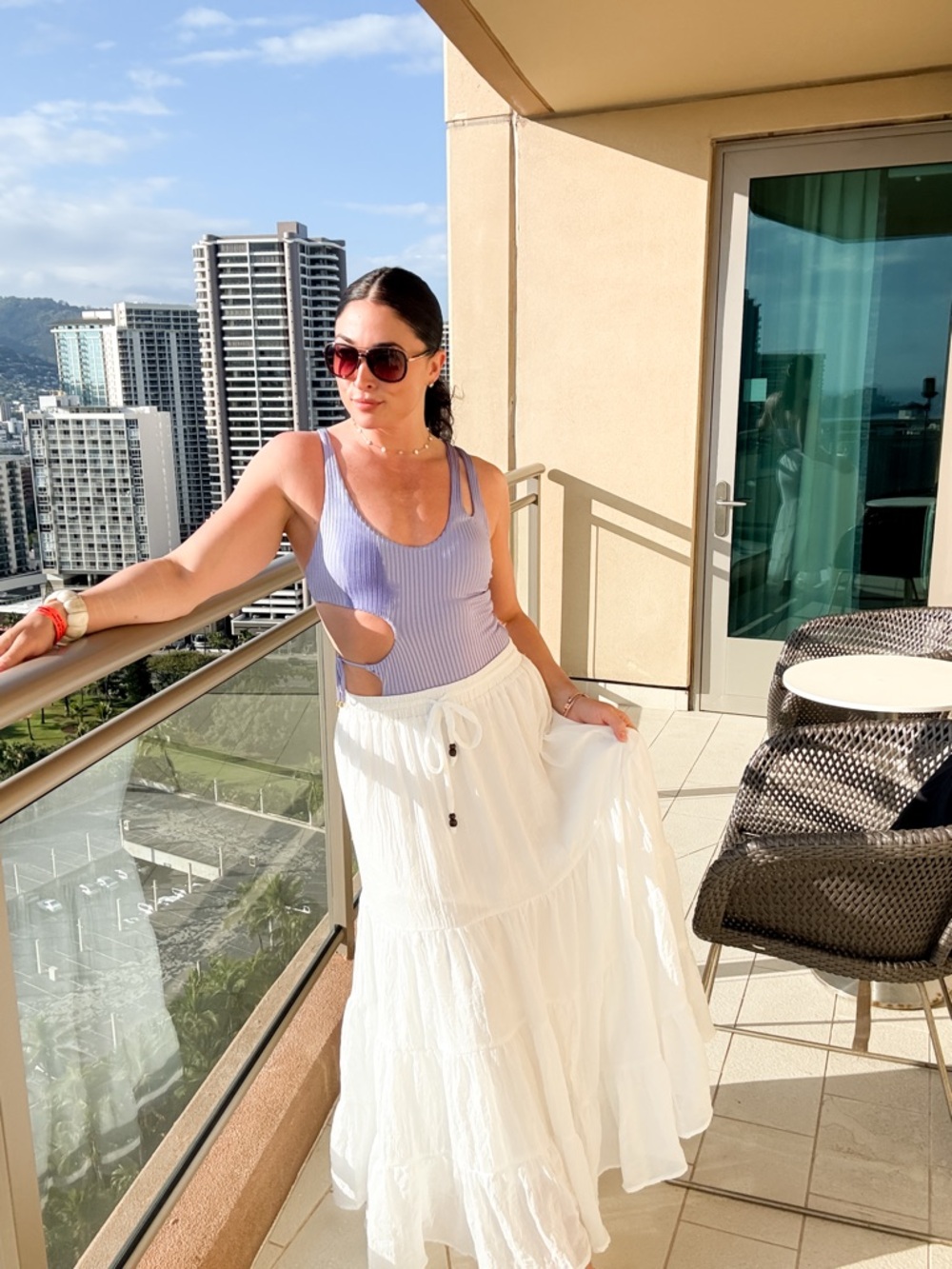 Crinkle Tiered Maxi Skirt – White